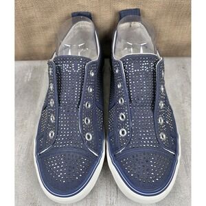 True Religion Aubrie Women's Slip On Sneakers Blue Silver Rhinestones Size 7.5